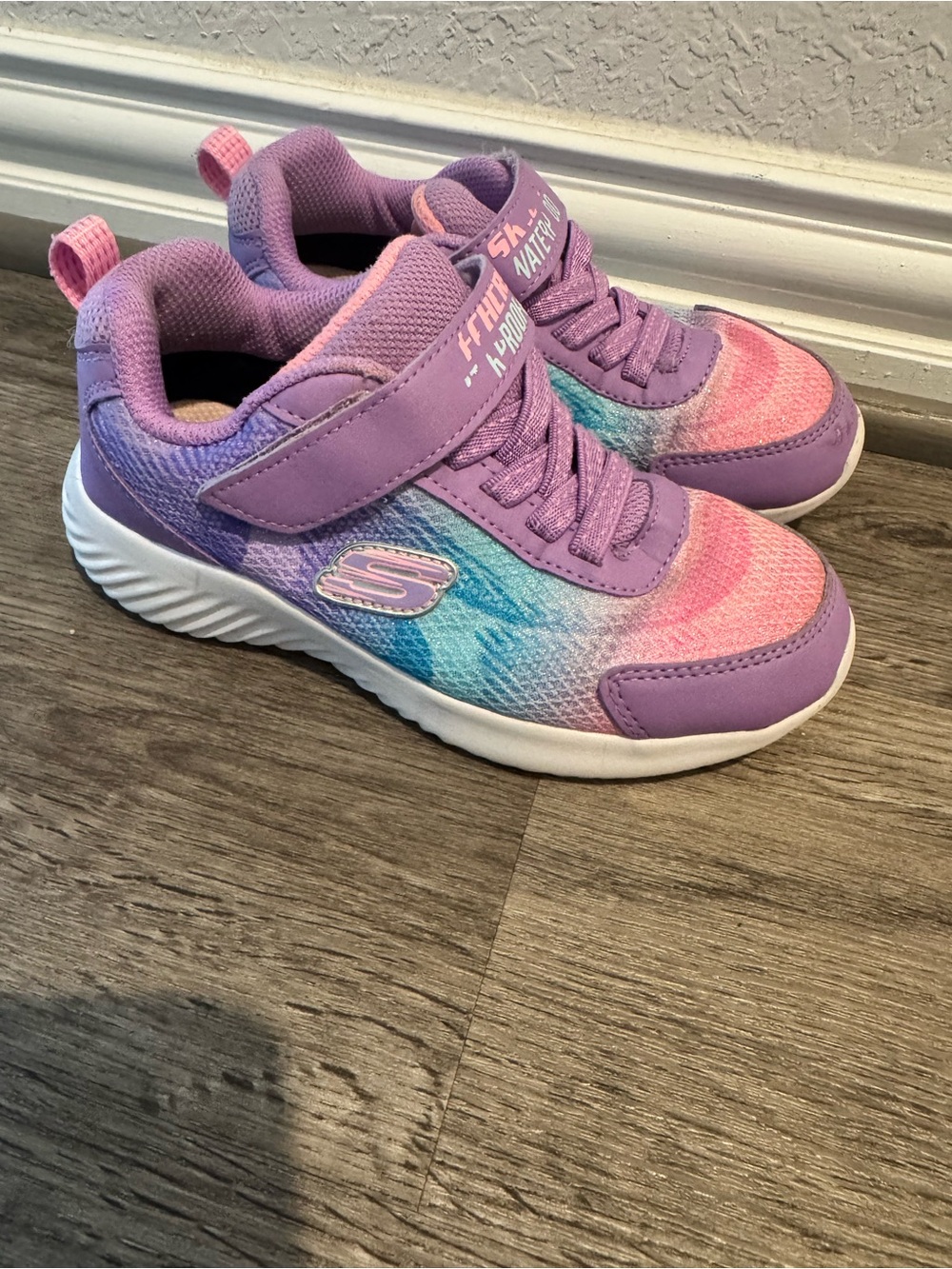 Skechers Kids Lavender Pink Aqua Gradient Athletic Sneakers